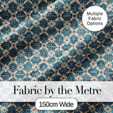 Classic Blue Damask Floral Pattern Elegant Seamless Digital Print Fabric by the Metre UK Sewing Quilting Textile