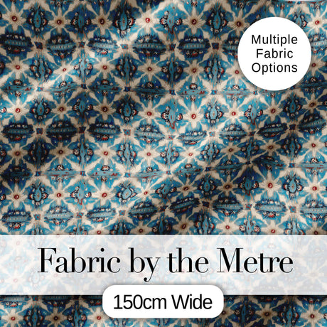 Classic Blue Damask Floral Pattern Elegant Seamless Digital Print Fabric by the Metre UK Sewing Quilting Textile