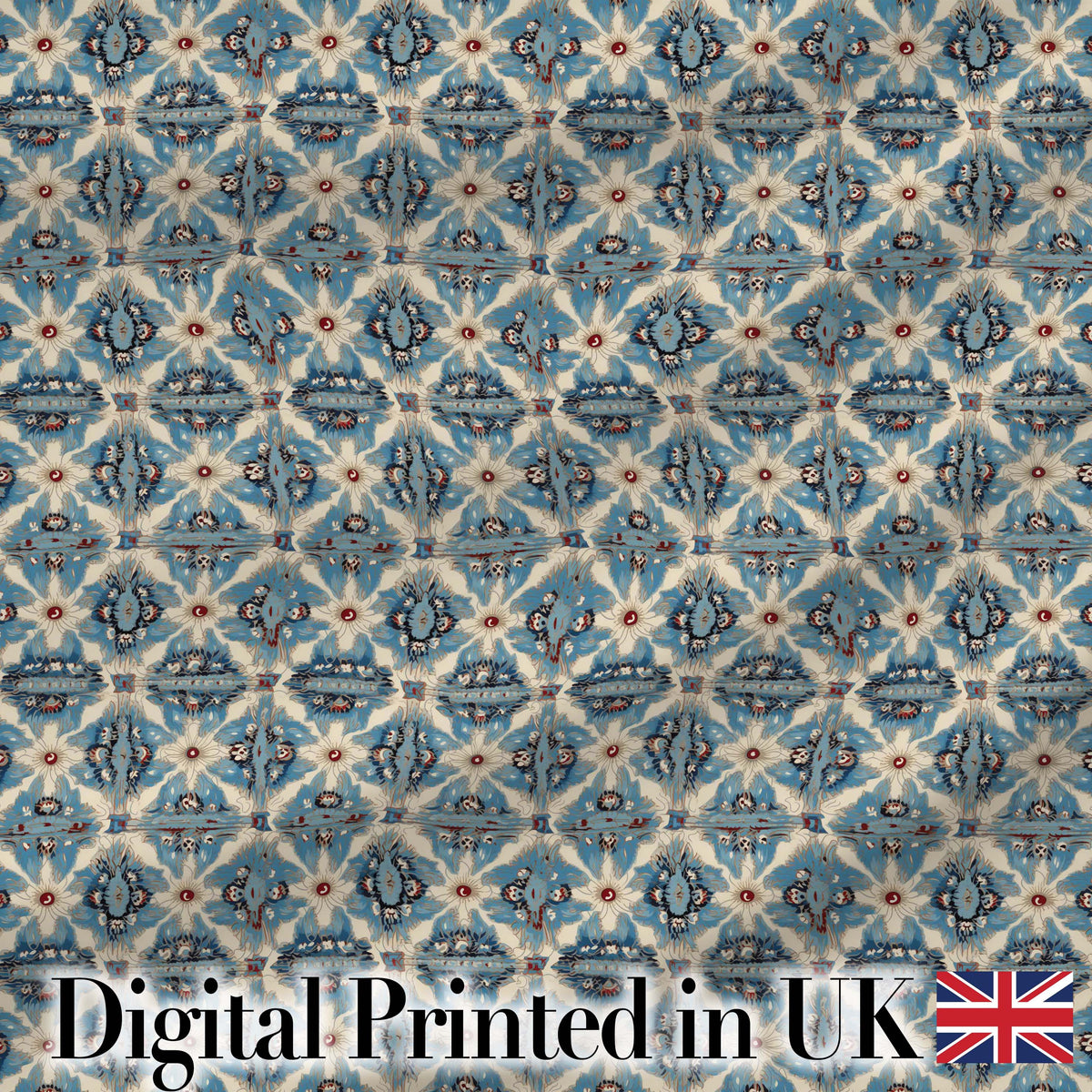 Classic Blue Damask Floral Pattern Elegant Seamless Digital Print Fabric by the Metre UK Sewing Quilting Textile