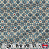 Classic Blue Damask Floral Pattern Elegant Seamless Digital Print Fabric by the Metre UK Sewing Quilting Textile