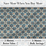 Classic Blue Damask Floral Pattern Elegant Seamless Digital Print Fabric by the Metre UK Sewing Quilting Textile