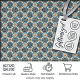 Classic Blue Damask Floral Pattern Elegant Seamless Digital Print Fabric by the Metre UK Sewing Quilting Textile
