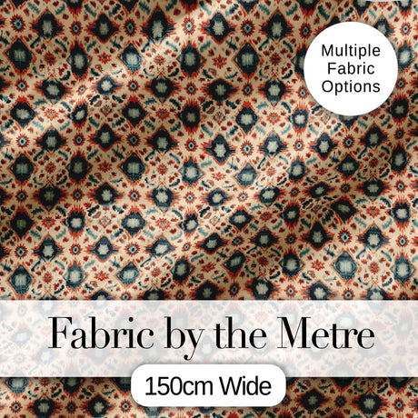 Traditional Tribal Geometric Pattern in Earthy Tones Seamless Digital Print Fabric by the Metre UK Sewing Quilting Textile