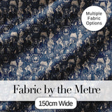 Victorian Ladies and Gentlemen Toile Pattern in Navy Seamless Digital Print Fabric by the Metre UK Sewing Quilting Textile