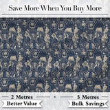 Victorian Ladies and Gentlemen Toile Pattern in Navy Seamless Digital Print Fabric by the Metre UK Sewing Quilting Textile