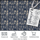 Victorian Ladies and Gentlemen Toile Pattern in Navy Seamless Digital Print Fabric by the Metre UK Sewing Quilting Textile