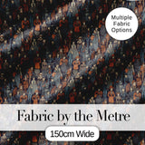 Vintage Crowd Illustration People Pattern in Warm Tones Seamless Digital Print Fabric by the Metre UK Sewing Quilting Textile