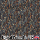 Vintage Crowd Illustration People Pattern in Warm Tones Seamless Digital Print Fabric by the Metre UK Sewing Quilting Textile