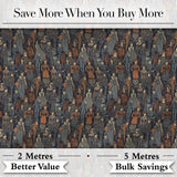 Vintage Crowd Illustration People Pattern in Warm Tones Seamless Digital Print Fabric by the Metre UK Sewing Quilting Textile