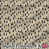 Elegant Black Dress Fashion Figures Pattern Seamless Digital Print Fabric by the Metre UK Sewing Quilting Textile