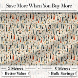 Retro Party People Music Fashion Pattern Seamless Digital Print Fabric by the Metre UK Sewing Quilting Textile