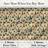 Retro Mid Century Fashion Cars and Palm Trees Seamless Pattern Digital Print Fabric by the Metre UK Sewing Quilting Textile