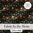 Magical Night Cityscape with Stars and Hills Seamless Pattern Digital Print Fabric by the Metre UK Sewing Quilting Textile