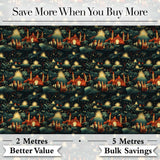 Magical Night Cityscape with Stars and Hills Seamless Pattern Digital Print Fabric by the Metre UK Sewing Quilting Textile