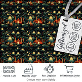 Magical Night Cityscape with Stars and Hills Seamless Pattern Digital Print Fabric by the Metre UK Sewing Quilting Textile