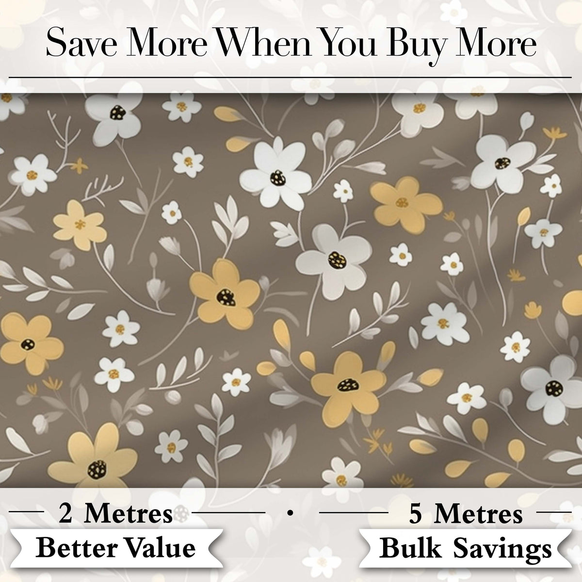 Soft Neutral Floral Botanical Seamless Pattern Digital Print Fabric by the Metre UK Sewing Quilting Textile