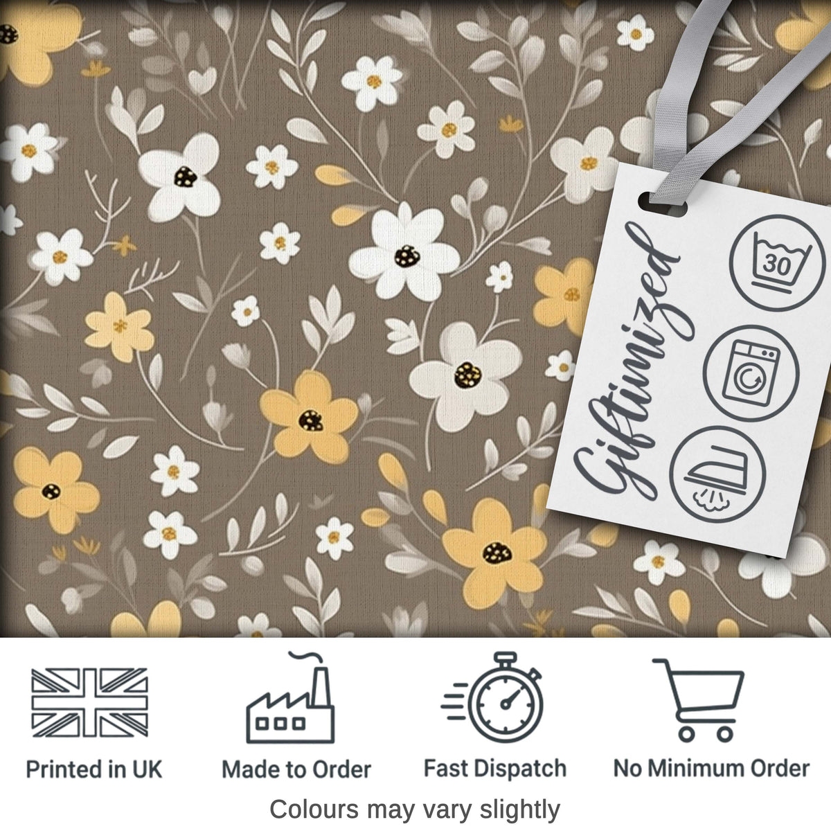 Soft Neutral Floral Botanical Seamless Pattern Digital Print Fabric by the Metre UK Sewing Quilting Textile