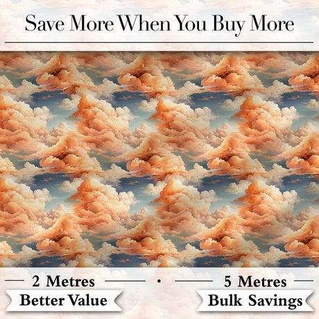 Dreamy Warm Sunset Clouds Sky Seamless Pattern Digital Print Fabric by the Metre UK Sewing Quilting Textile