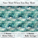 Soft Teal Dreamy Clouds Sky Seamless Pattern Digital Print Fabric by the Metre UK Sewing Quilting Textile