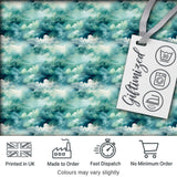 Soft Teal Dreamy Clouds Sky Seamless Pattern Digital Print Fabric by the Metre UK Sewing Quilting Textile