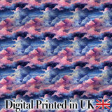 Pink Blue Fantasy Night Clouds Sky Seamless Pattern Digital Print Fabric by the Metre UK Sewing Quilting Textile