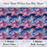 Pink Blue Fantasy Night Clouds Sky Seamless Pattern Digital Print Fabric by the Metre UK Sewing Quilting Textile