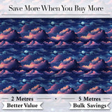 Dark Starry Night Clouds Moon Sky Seamless Pattern Digital Print Fabric by the Metre UK Sewing Quilting Textile