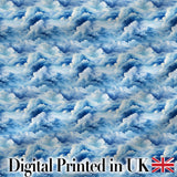 Blue White Realistic Clouds Sky Seamless Pattern Digital Print Fabric by the Metre UK Sewing Quilting Textile
