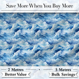 Blue White Realistic Clouds Sky Seamless Pattern Digital Print Fabric by the Metre UK Sewing Quilting Textile