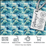 Deep Blue Ocean Clouds Sky Seamless Pattern Digital Print Fabric by the Metre UK Sewing Quilting Textile