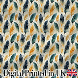 Elegant Feather Leaves Boho Seamless Pattern Digital Print Fabric by the Metre UK Sewing Quilting Textile