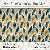 Elegant Feather Leaves Boho Seamless Pattern Digital Print Fabric by the Metre UK Sewing Quilting Textile