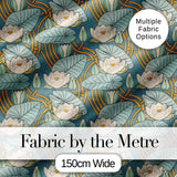 Art Nouveau Lily Pond Floral Seamless Pattern Digital Print Fabric by the Metre UK Sewing Quilting Textile