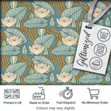 Art Nouveau Lily Pond Floral Seamless Pattern Digital Print Fabric by the Metre UK Sewing Quilting Textile