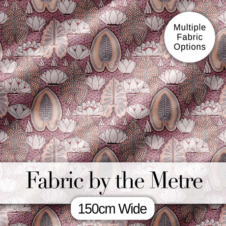 Vintage Lotus Floral Decorative Seamless Pattern Digital Print Fabric by the Metre UK Sewing Quilting Textile