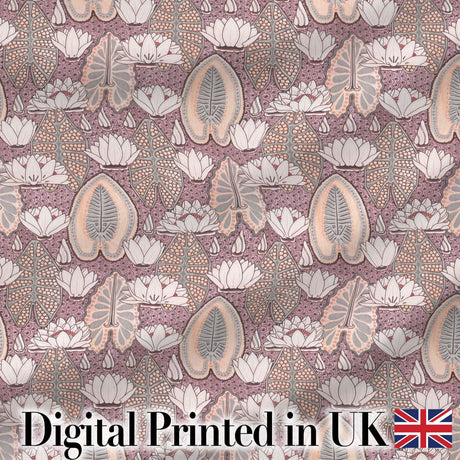Vintage Lotus Floral Decorative Seamless Pattern Digital Print Fabric by the Metre UK Sewing Quilting Textile