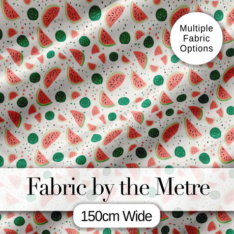 Playful Watermelon Fruit Summer Seamless Pattern Digital Print Fabric by the Metre UK Sewing Quilting Textile