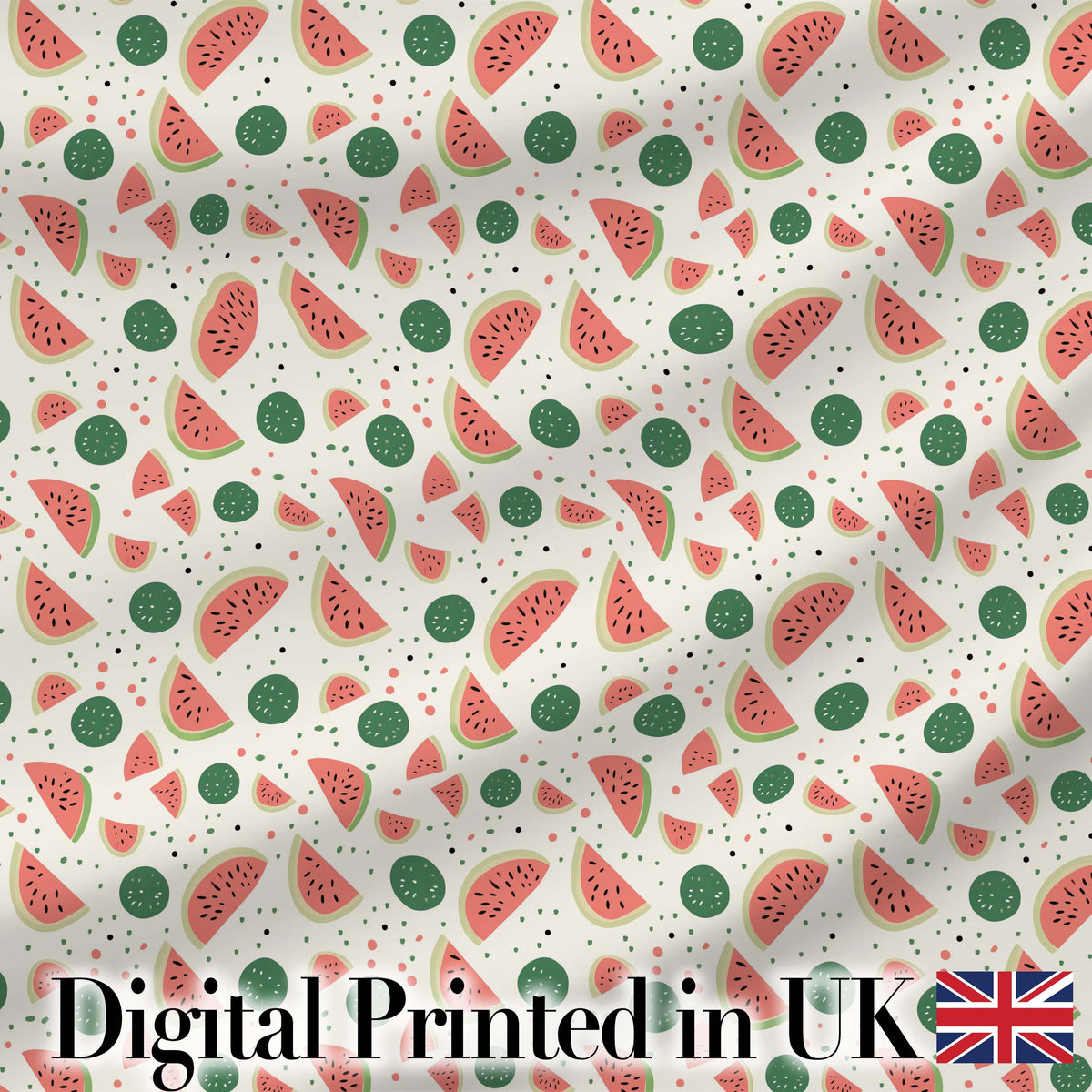 Playful Watermelon Fruit Summer Seamless Pattern Digital Print Fabric by the Metre UK Sewing Quilting Textile