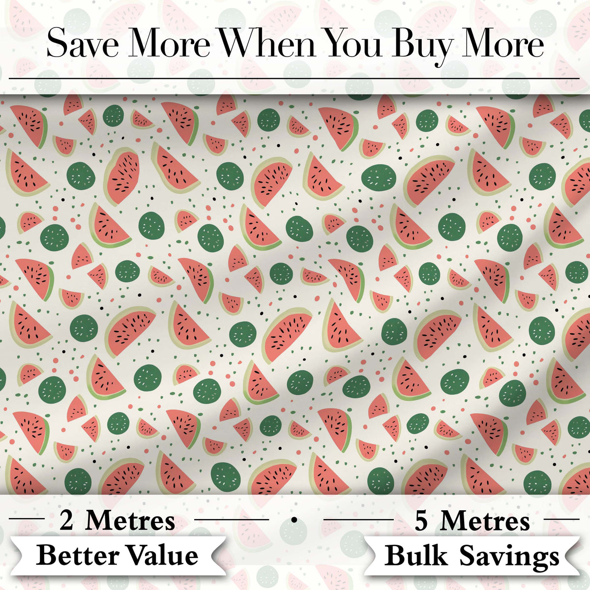 Playful Watermelon Fruit Summer Seamless Pattern Digital Print Fabric by the Metre UK Sewing Quilting Textile