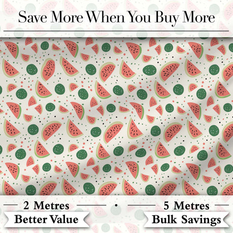 Playful Watermelon Fruit Summer Seamless Pattern Digital Print Fabric by the Metre UK Sewing Quilting Textile