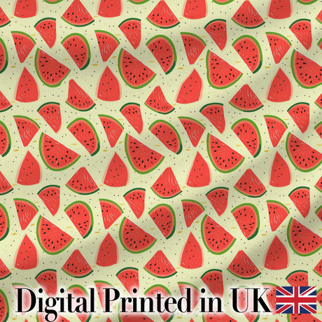 Fresh Watermelon Slices Repeat Seamless Pattern Digital Print Fabric by the Metre UK Sewing Quilting Textile