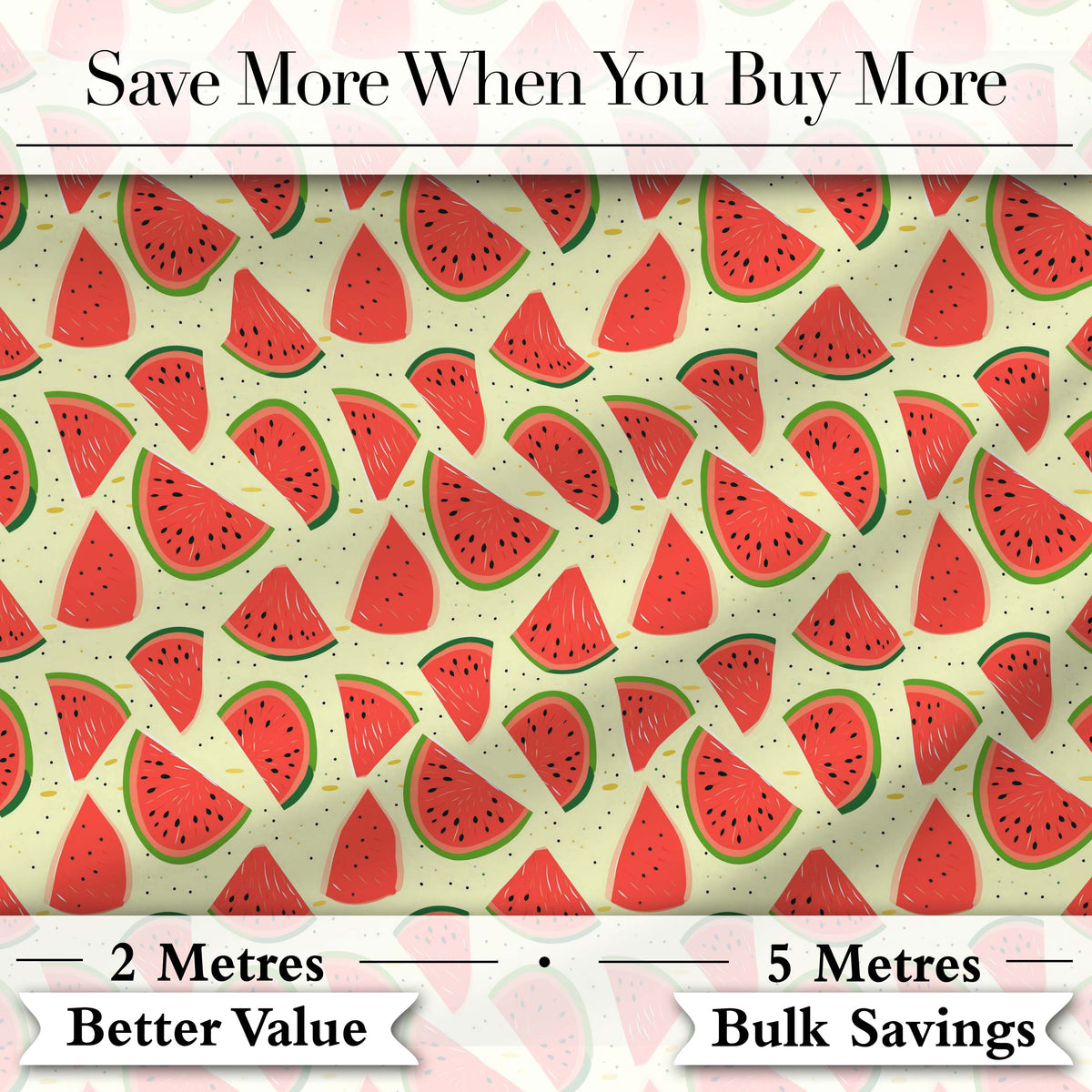 Fresh Watermelon Slices Repeat Seamless Pattern Digital Print Fabric by the Metre UK Sewing Quilting Textile