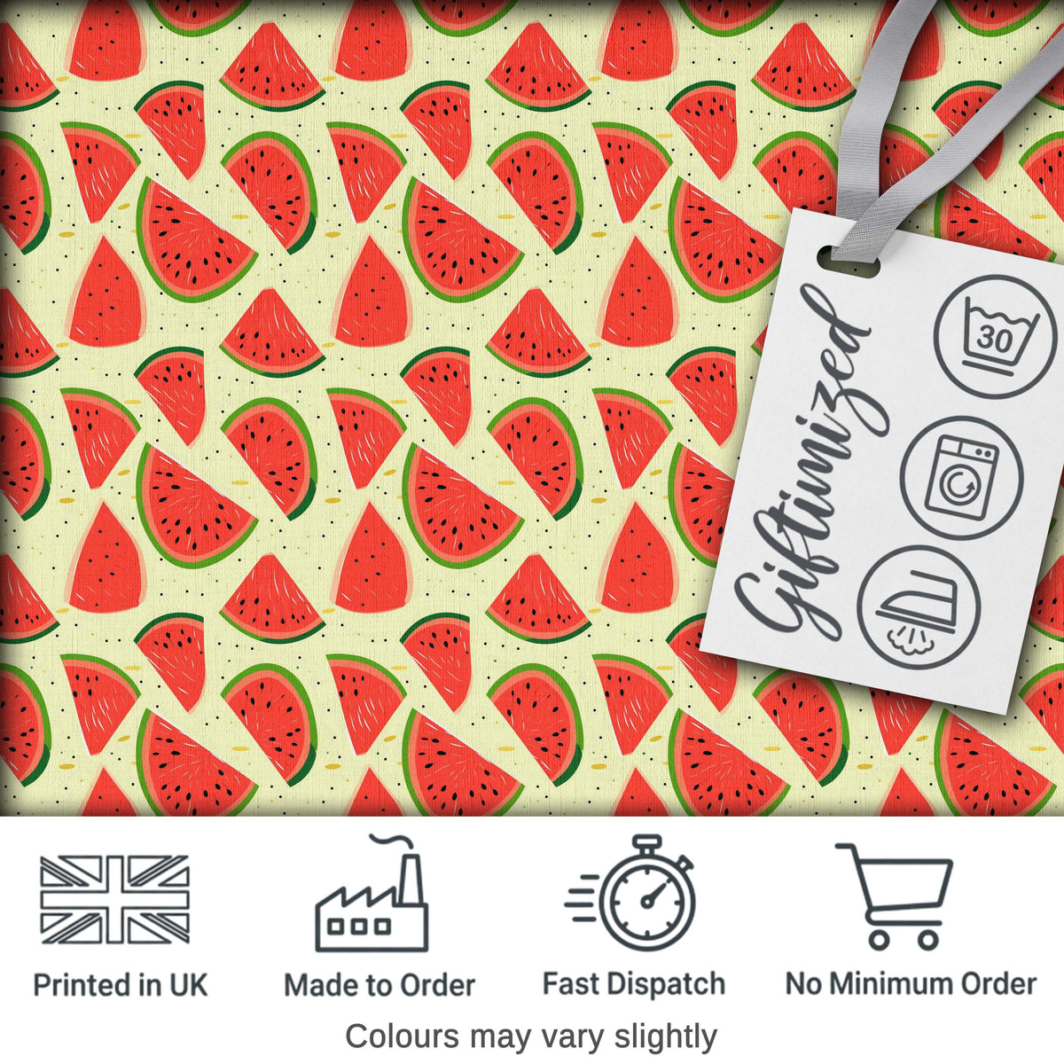Fresh Watermelon Slices Repeat Seamless Pattern Digital Print Fabric by the Metre UK Sewing Quilting Textile