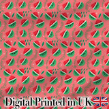 Cute Watermelon Fruit Pink Background Seamless Pattern Digital Print Fabric by the Metre UK Sewing Quilting Textile