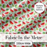 Watercolor Watermelon Slices with Green Leaves Seamless Pattern Digital Print Fabric by the Metre UK Sewing Quilting Textile