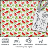 Watercolor Watermelon Slices with Green Leaves Seamless Pattern Digital Print Fabric by the Metre UK Sewing Quilting Textile