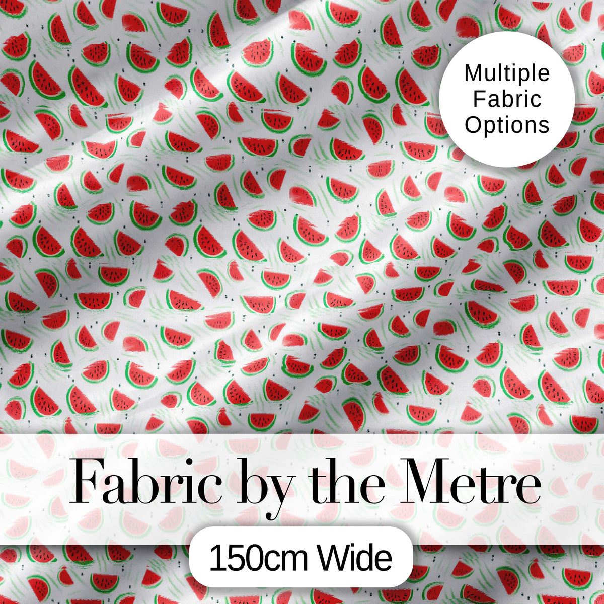 Minimal Watermelon Slice Scatter Seamless Pattern Digital Print Fabric by the Metre UK Sewing Quilting Textile
