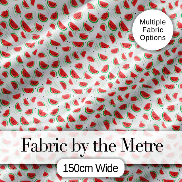 Minimal Watermelon Slice Scatter Seamless Pattern Digital Print Fabric by the Metre UK Sewing Quilting Textile