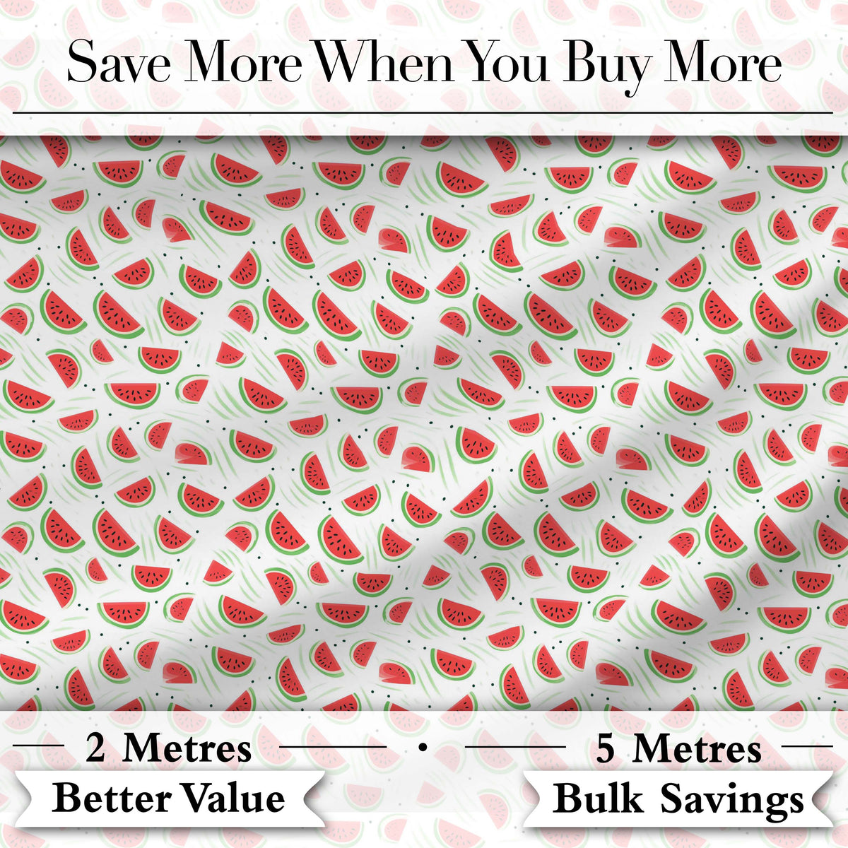 Minimal Watermelon Slice Scatter Seamless Pattern Digital Print Fabric by the Metre UK Sewing Quilting Textile