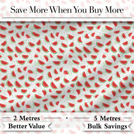 Minimal Watermelon Slice Scatter Seamless Pattern Digital Print Fabric by the Metre UK Sewing Quilting Textile